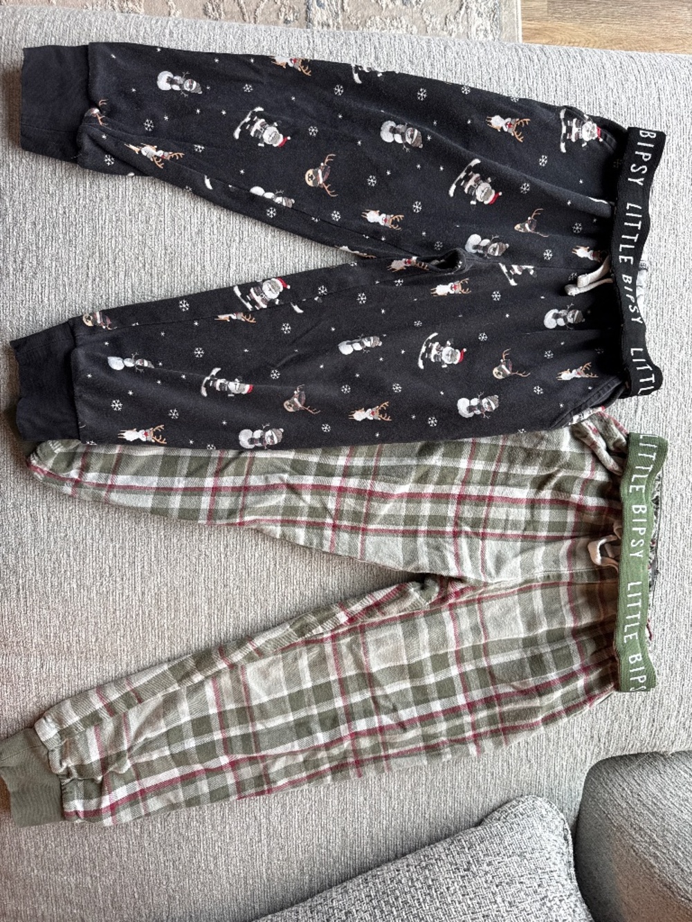 2 little Bipsy holiday pjs pants